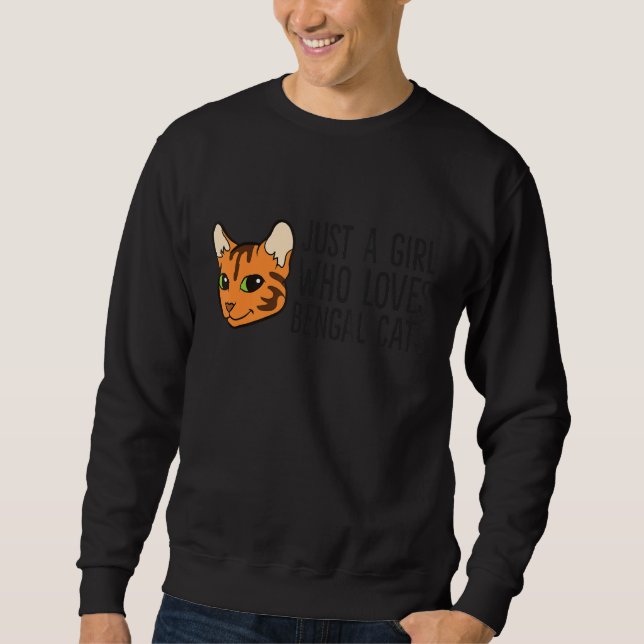 Bara en flicka som Kärlek Bengal Cats Lång Ärmad Tröja (Framsida)