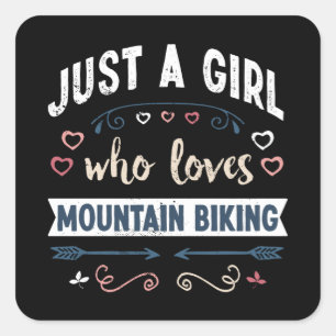 Bara en flicka som kärlek bergsbiking Funny Gifts Fyrkantigt Klistermärke