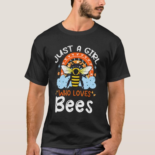 Bara en flicka som Kärlek Bes Cute Bee Flowers Rai T Shirt (Framsida)