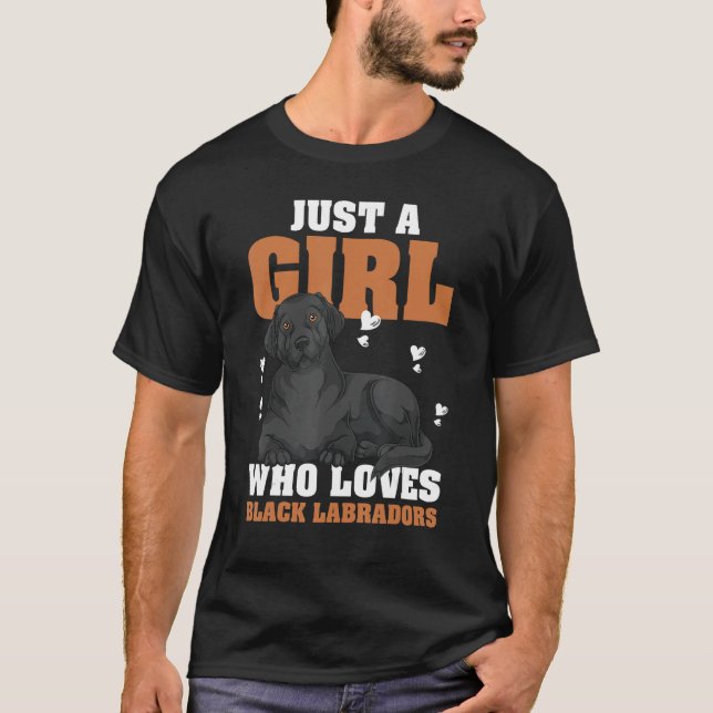 Bara en flicka som Kärlek Black Labradors Hund Bla T Shirt (Framsida)