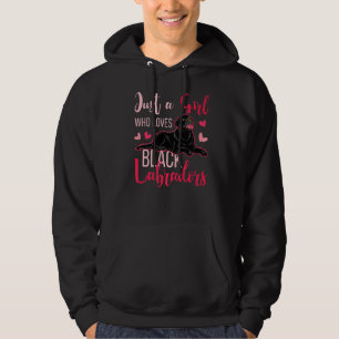 Bara en flicka som Kärlek Black Labradors Hundägar Hoodie