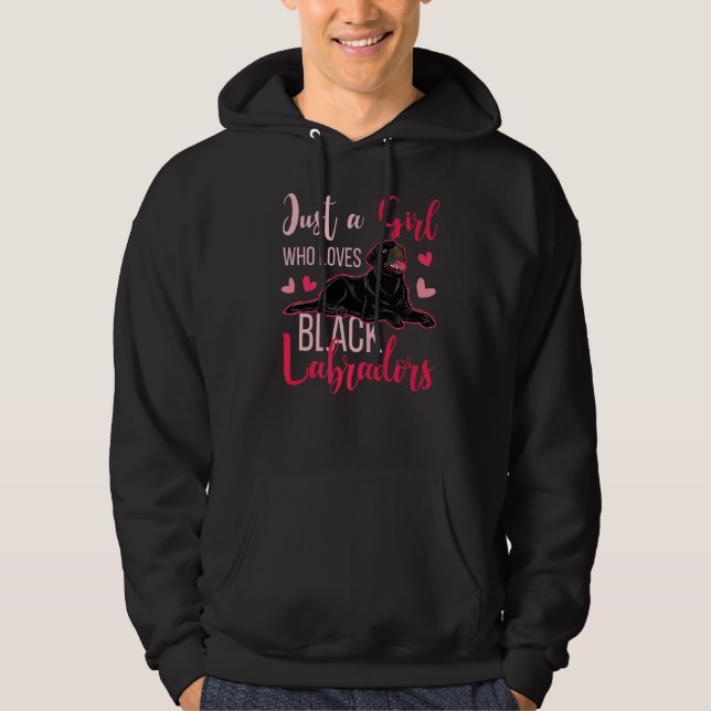 Bara en flicka som Kärlek Black Labradors Hundägar Hoodie (Framsida)