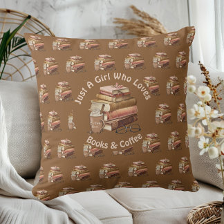 Bara en flicka som Kärlek Bokar och kaffe Kudde
