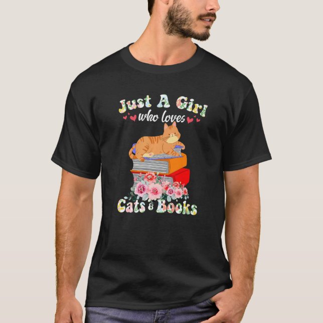 Bara en flicka som Kärlek Bokar och katter läser T Shirt (Framsida)