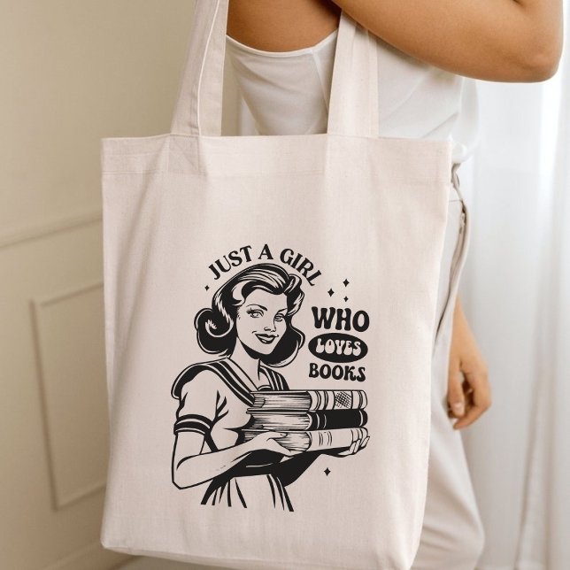Bara en flicka som Kärlek Bokar Retro Booklover Tygkasse (Just A Girl Who Loves Books Retro Booklover Tote Bag)