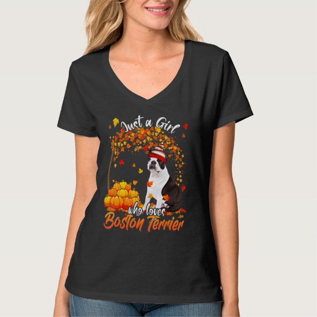Bara en flicka som Kärlek Boston Terrier Hund Than T Shirt (Framsida)