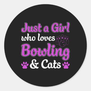 Bara en flicka som Kärlek Bowling och Cats Funy Runt Klistermärke