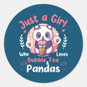Bara en flicka som kärlek Bubble Tea och Pandas Runt Klistermärke