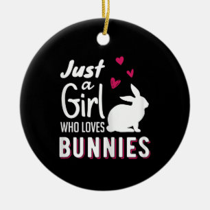 Bara en flicka som Kärlek Bunnier  Cute Buny Whit Julgransprydnad Keramik