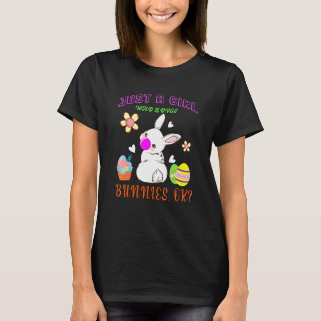 Bara en flicka som Kärlek Bunnies blossar Bubble E T Shirt (Framsida)