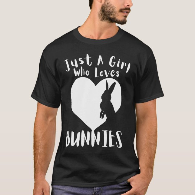 Bara en flicka som Kärlek Bunnies Cute Heart Lyckl T Shirt (Framsida)