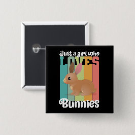 Bara en flicka som kärlek Bunnies Påskhare Cute Knapp