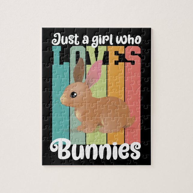 Bara en flicka som kärlek Bunnies Påskhare Cute Pussel (Vertikal)
