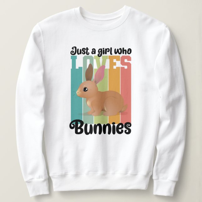 Bara en flicka som kärlek Bunnies Påskhare Cute T Shirt (Design framsida)