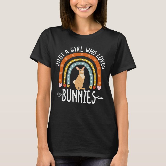 Bara en flicka som Kärlek Bunnies Rainbow Cute Bun T Shirt (Framsida)