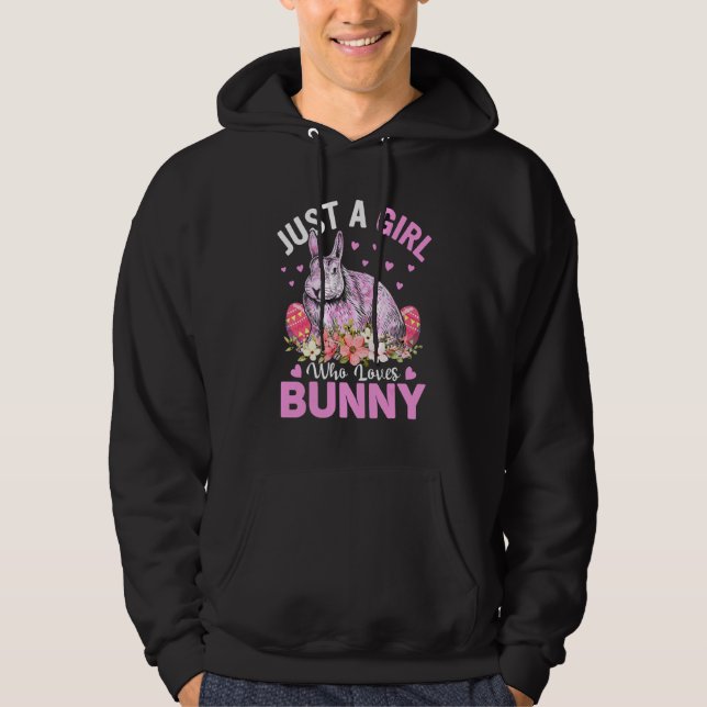 Bara en flicka som Kärlek Bunny Eggs Blommigt Flow Hoodie (Framsida)