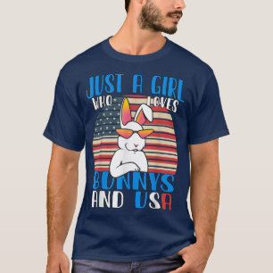 Bara en flicka som kärlek Bunny Rabbits och USA T Shirt
