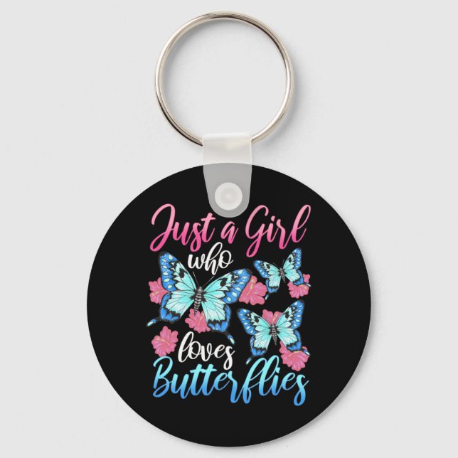 Bara en flicka som Kärlek Butterflies Nyckelring (Framsida)