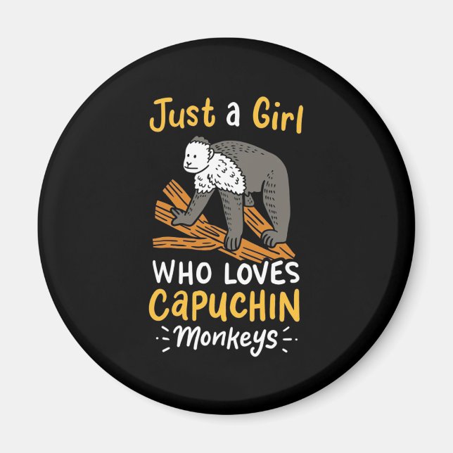 Bara en flicka som Kärlek Capuchin Monkey Magnet (Framsidan)