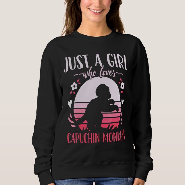 Bara en flicka som Kärlek Capuchin Monkey Retro 1 T Shirt (Framsida)