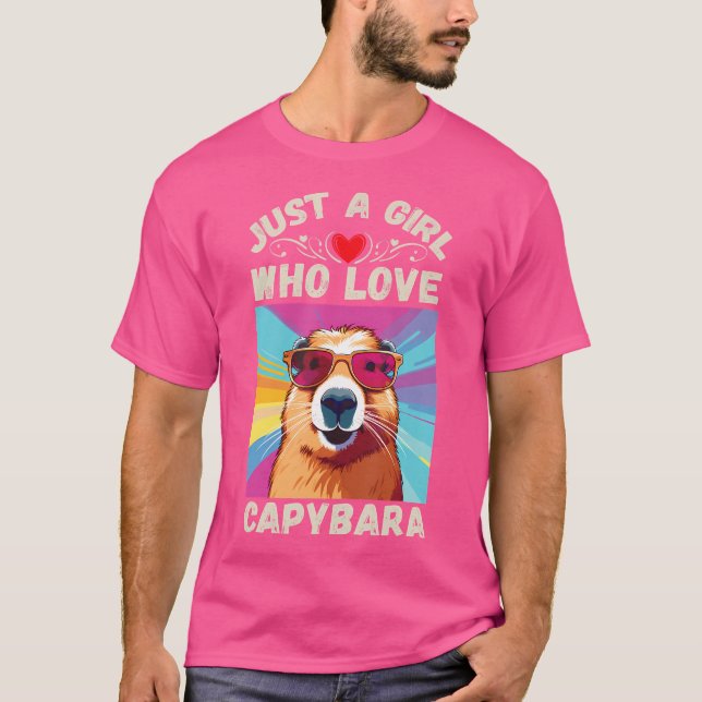 Bara en flicka som Kärlek Capybara Cute och Funny  T Shirt (Framsida)