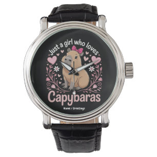 Bara en flicka som Kärlek Capybaras Funny Cute Gif Armbandsur