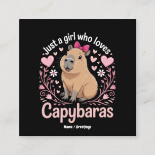 Bara en flicka som Kärlek Capybaras Funny Cute Gif Fyrkantigt Visitkort