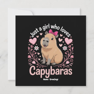 Bara en flicka som Kärlek Capybaras Funny Cute Gif Inbjudningar