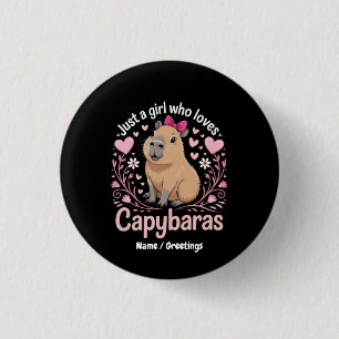 Bara en flicka som Kärlek Capybaras Funny Cute Gif Knapp