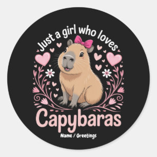 Bara en flicka som Kärlek Capybaras Funny Cute Gif Runt Klistermärke