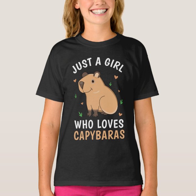 Bara en flicka som Kärlek Capybaras Kids T-Shirt (Framsida)
