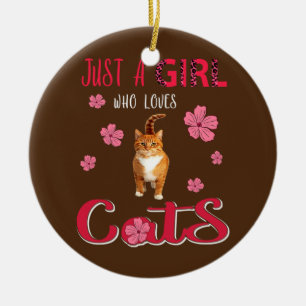 Bara en flicka som Kärlek Cats Funny Leopard Flowe Julgransprydnad Keramik