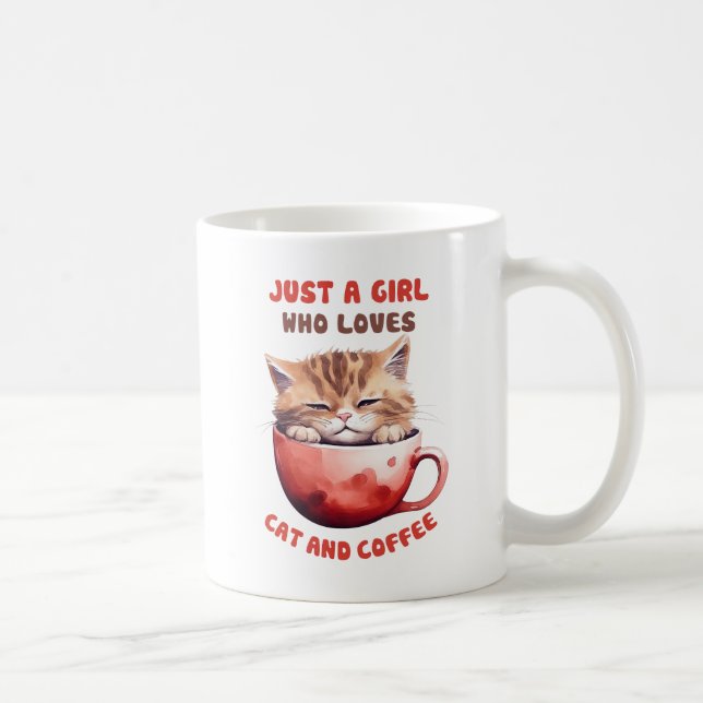 Bara en flicka som Kärlek Cats och Coffee (2) Kaffemugg (Höger)