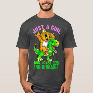 Bara en flicka som Kärlek Cats och Dinosaurs Gift T Shirt