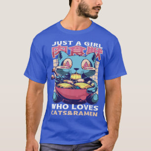 Bara en flicka som Kärlek Cats och Ramen Anime Cat T Shirt