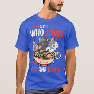 Bara en flicka som Kärlek Cats och Ramen Cats Eati T Shirt