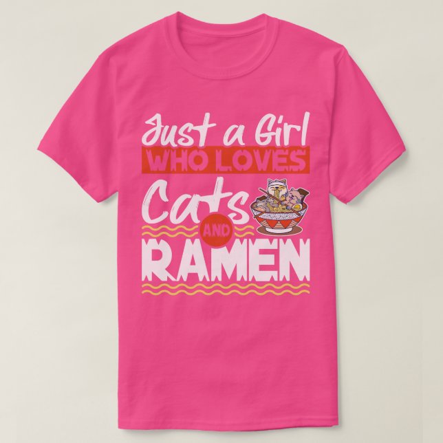 Bara en flicka som Kärlek Cats och Ramen Kawaii Ki T Shirt (Design framsida)