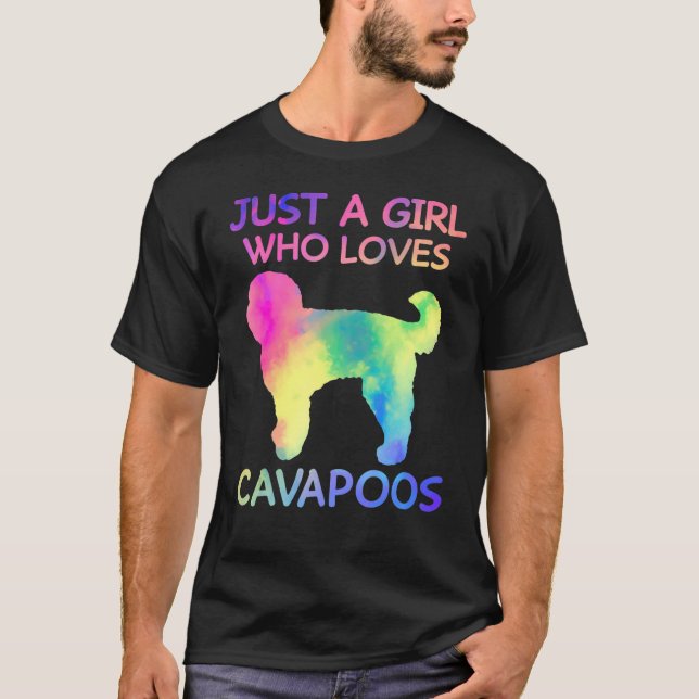 Bara en flicka som Kärlek Cavapoos Funny Cavapoo Ä T Shirt (Framsida)