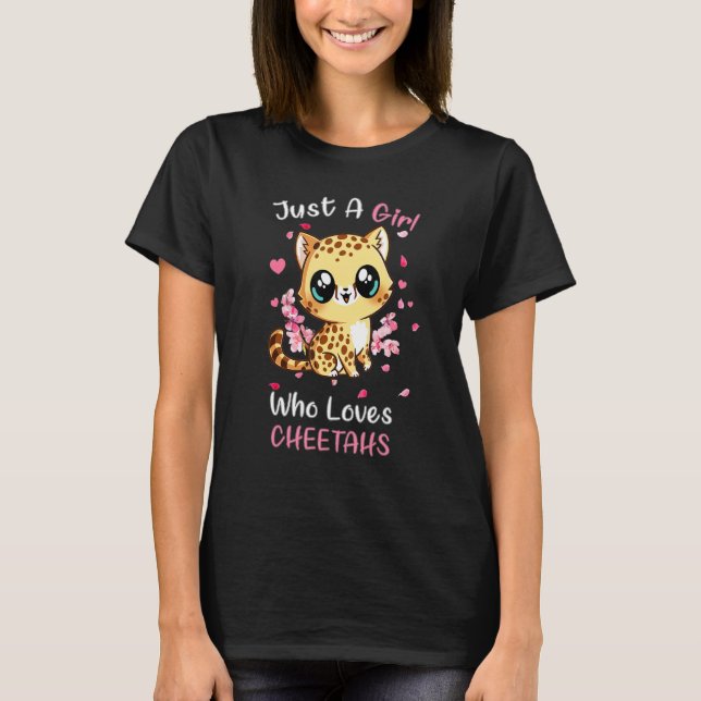 Bara en flicka som Kärlek Cheetahs Cute Cheetah T Shirt (Framsida)