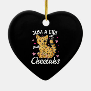 Bara en flicka som Kärlek Cheetahs Heart Cheetah Julgransprydnad Keramik