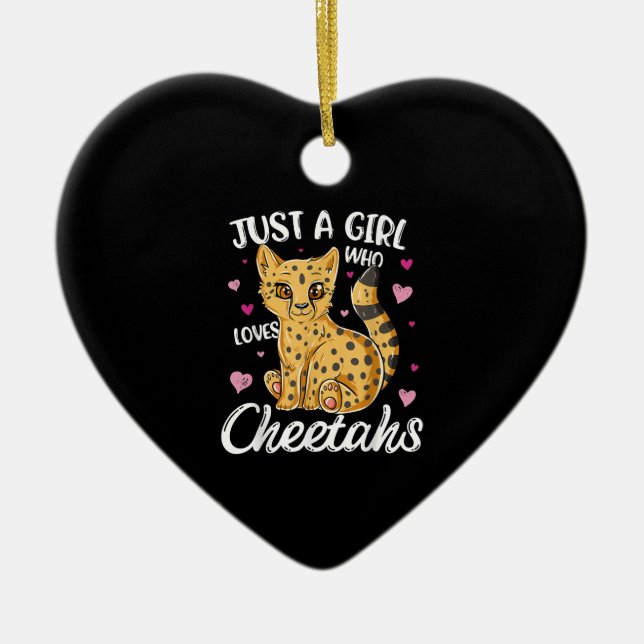 Bara en flicka som Kärlek Cheetahs | Heart Cheetah Julgransprydnad Keramik (Framsidan)
