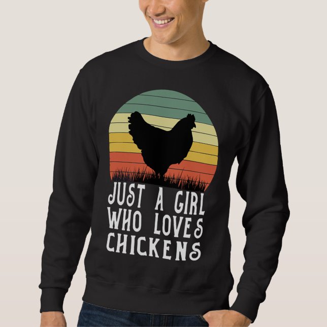 Bara en flicka som Kärlek Chicken Farm Lång Ärmad Tröja (Framsida)