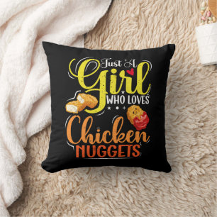 Bara en flicka som Kärlek Chicken Nuggets Girl Gif Kudde