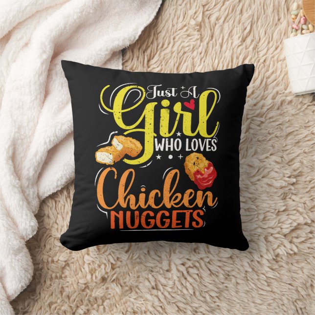 Bara en flicka som Kärlek Chicken Nuggets Girl Gif Kudde (Filt)