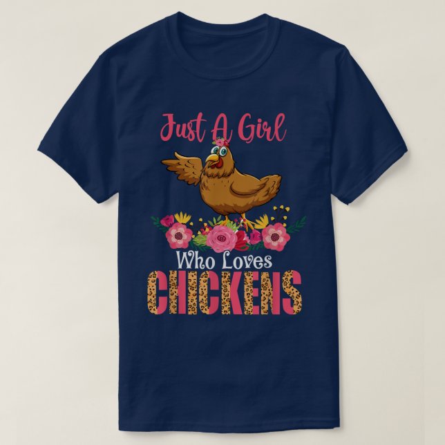 Bara en flicka som Kärlek Chickens Blommigtar Chic T Shirt (Design framsida)