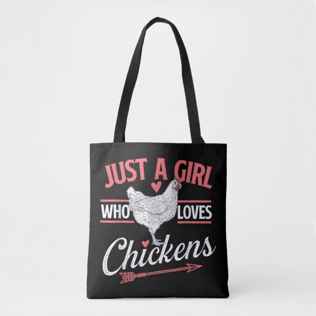 Bara en flicka som Kärlek Chickens - Chicken Älska Tygkasse (Framsida)