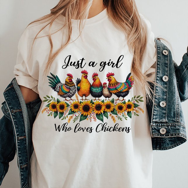 Bara en flicka som Kärlek Chickens citat T-Shirt (Chicken Quote Tee)