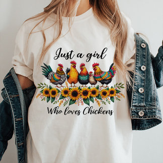 Bara en flicka som Kärlek Chickens citat T-Shirt