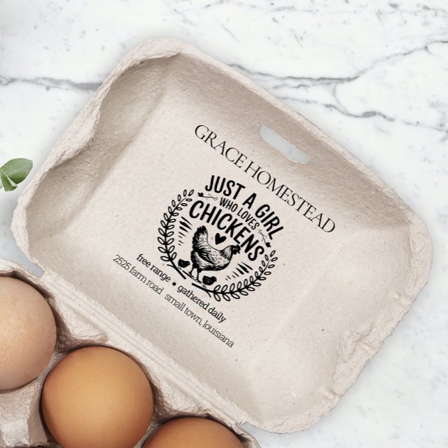 Bara en flicka som Kärlek Chickens Egg Carton Lägg Stämpel (Skapare uppladdad)