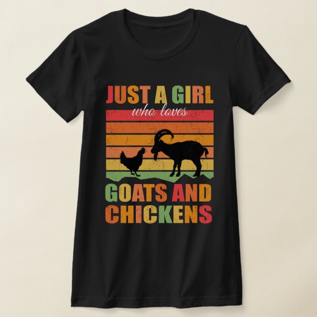 Bara en flicka som Kärlek Chickens Goats Farmer T Shirt (Laydown)
